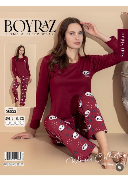 Sendy Kumaş Kadın Uzun Kol Pijama Takımı 08033