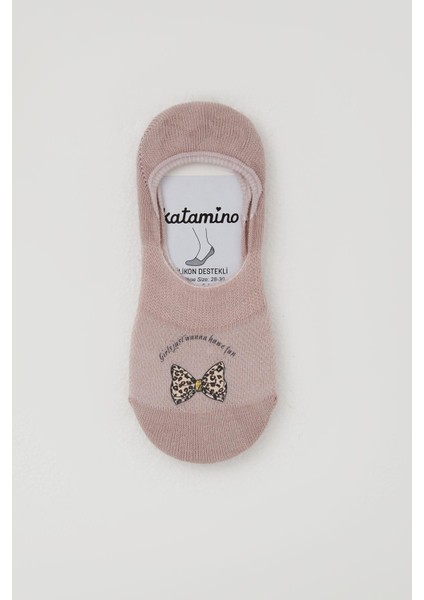 Kız Çocuk Babet Çorap Fiyonk Baskılı 5-14 Yaş, Gülkurusu fiyatları