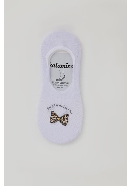 Kız Çocuk Babet Çorap Fiyonk Baskılı 5-14 Yaş, Beyaz fiyatları