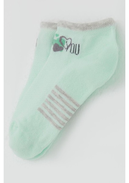 Kız Çocuk Patik Çorap Sevgi Temalı Yazı Baskılı 3-8 Yaş, Su Yeşili modelleri