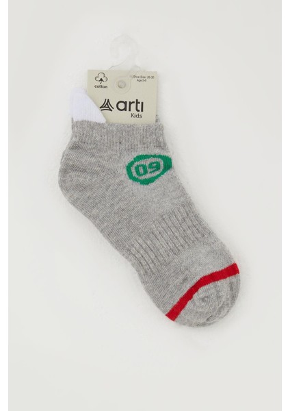 Erkek Çocuk Patik Çorap Rakam Baskılı 5-14 Yaş, Gri Melanj fiyatları
