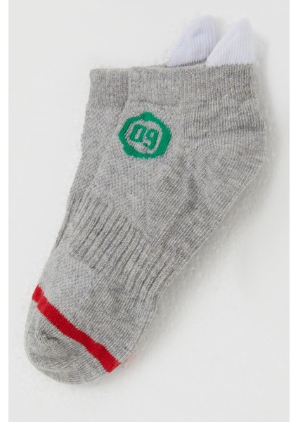 Erkek Çocuk Patik Çorap Rakam Baskılı 5-14 Yaş, Gri Melanj modelleri