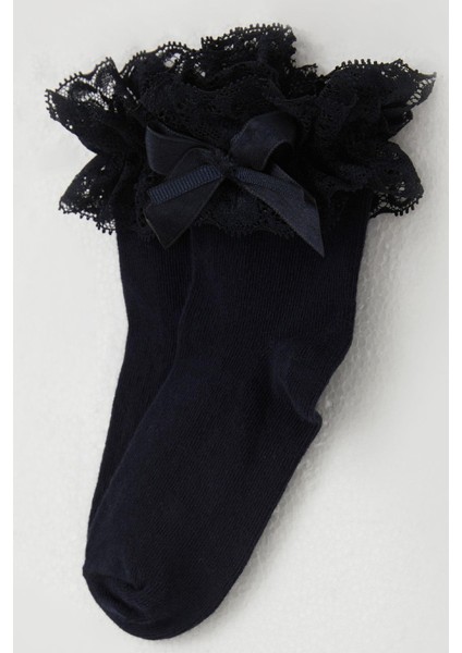 Kız Çocuk Soket Çorap Bilek Kısmı Dantel Detaylı 3-8 Yaş, Lacivert modelleri