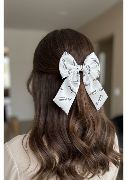 Beyaz Kemal Atatürk Imzalı Saten Otomatik Toka (14CM)