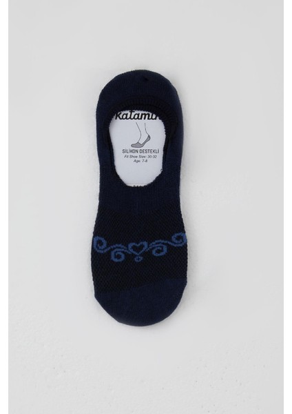 Kız Çocuk Babet Çorap Kalp Baskılı 7-14 Yaş, Lacivert fiyatları