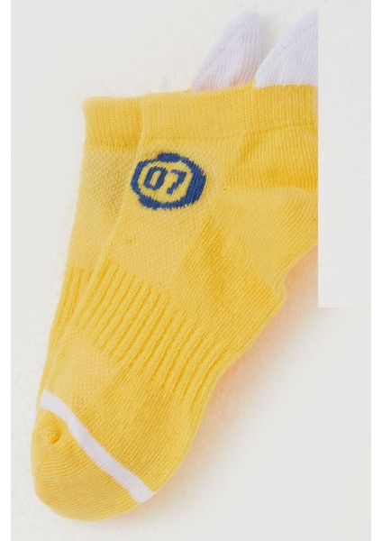 Erkek Çocuk Patik Çorap Rakam Baskılı 5-14 Yaş, Sarı