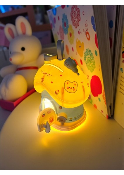 Sevimli Tavşan Ev Kumbara (Led Işıklı ve Sticker Hediyeli) Pembe Renk fiyatları