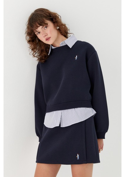 Gömlek Detaylı Sweatshirt Lacivert
