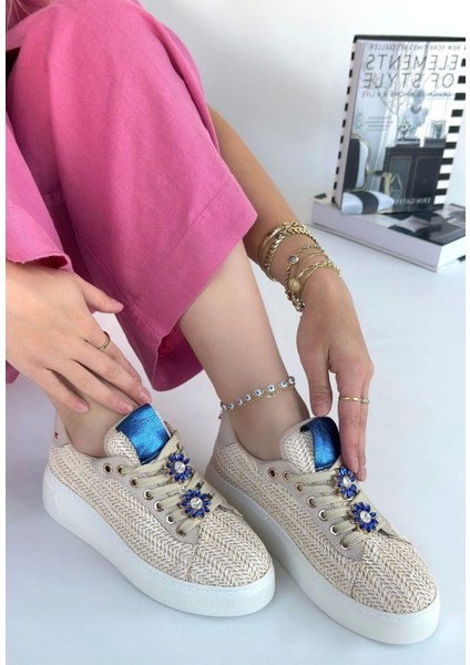 Iwer Bej Hasır Dokumalı Bağcıklı Spor Ayakkabı fiyatları