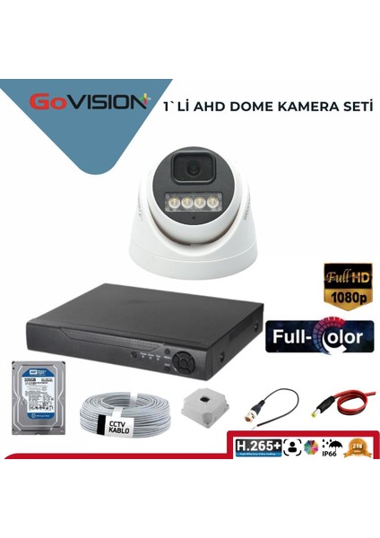 Go Vision 1'li Dome Kamera Seti 2 Mp 3.6mm Full Color Serisi