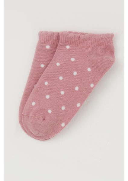 Kız Çocuk Patik Çorap Puantiye Desenli 1-12 Yaş, Gülkurusu