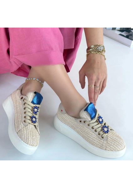 Iwer Bej Hasır Dokumalı Bağcıklı Spor Ayakkabı fırsatları