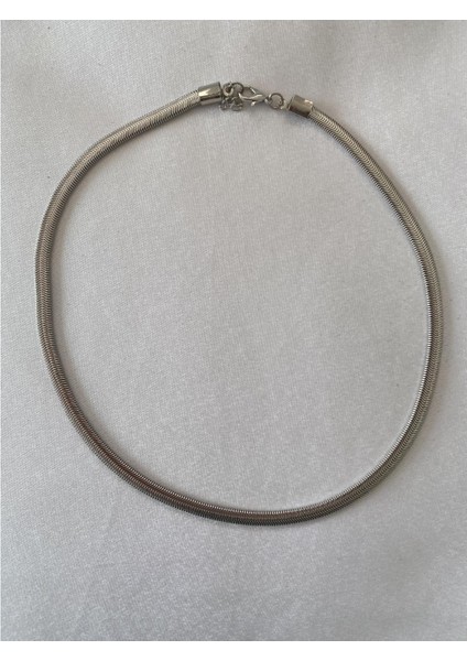 Italyan Zincirli Çelik Kolye Gümüş Renk