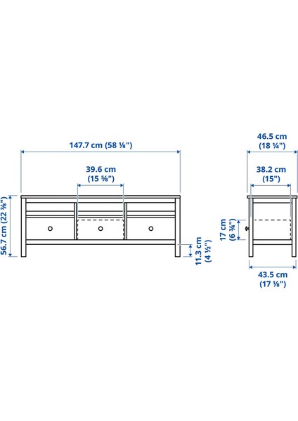 Hemnes Tv Sehpası Beyaz Vernik 148 x 47 x 57 Cm fiyatları