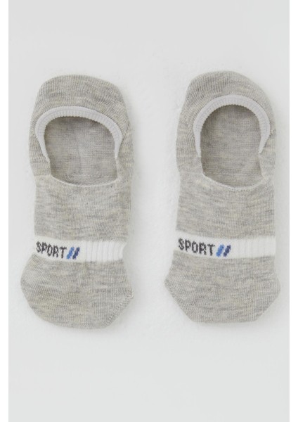 Erkek Çocuk Babet Çorap Sport Yazı Baskılı 7-14 Yaş, Açık Gri Melanj