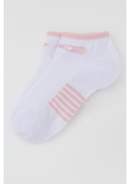 Kız Çocuk Patik Çorap Sevgi Temalı Yazı Baskılı 3-8 Yaş, Beyaz