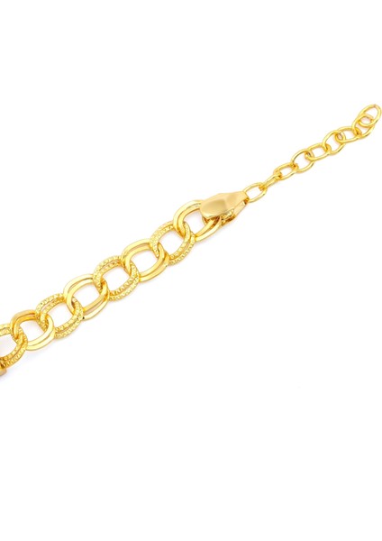 Altın Kaplama İmitasyon Zirkon Taşlı Desenli Figaro Model Çeyrek Çerçeve Bileklik BLK-1160 fırsatları