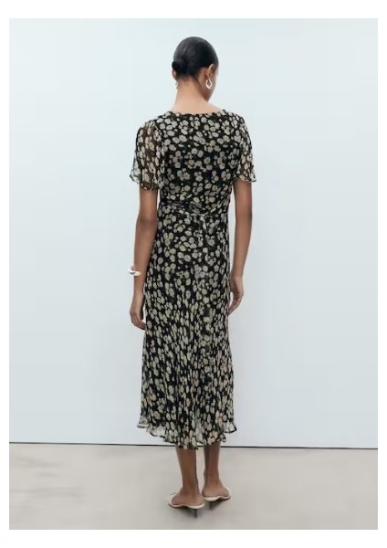 Çiçek Desenli Düz Kesim Midi Elbise modelleri