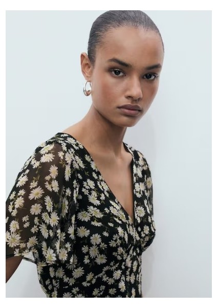 Çiçek Desenli Düz Kesim Midi Elbise fırsatları