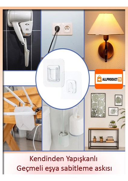 Şeffaf Geçmeli Klips Askı – Çift Taraflı Yapışkanlı, Delmeden Eşya Sabitleme ve Duvar Montaj Aparatı modelleri
