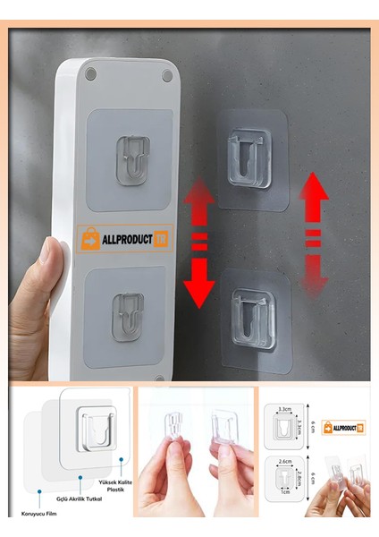 Şeffaf Geçmeli Klips Askı – Çift Taraflı Yapışkanlı, Delmeden Eşya Sabitleme ve Duvar Montaj Aparatı fırsatları