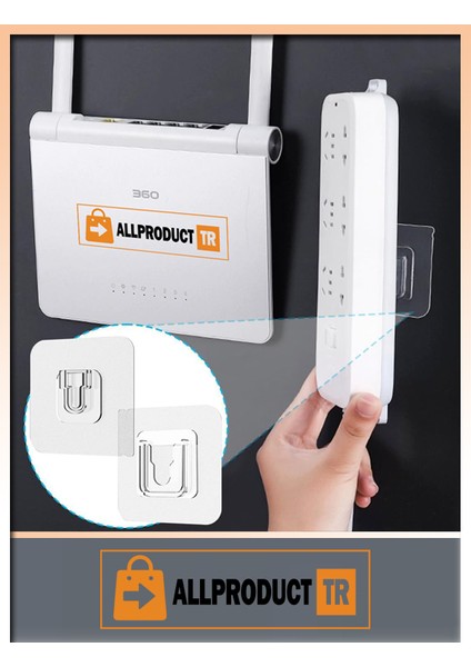 Şeffaf Geçmeli Klips Askı – Çift Taraflı Yapışkanlı, Delmeden Eşya Sabitleme ve Duvar Montaj Aparatı