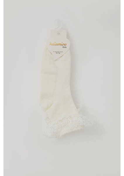 Kız Çocuk Soket Çorap Bilek Kısmı Dantel Detaylı 9-10 Yaş, Krem fiyatları