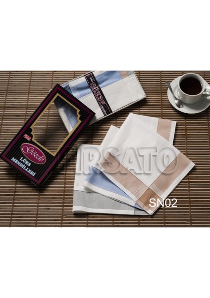 Gözde Kumaş Mendil 12'li Siyah Kutulu Set 42X42CM