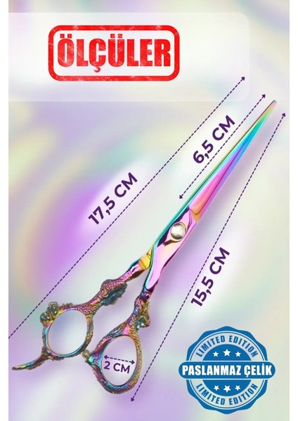 Rainbow XLQ502A Profesyonel Düz Makas 17 cm Paslanmaz Çelik Işlemeli Tasarım modelleri