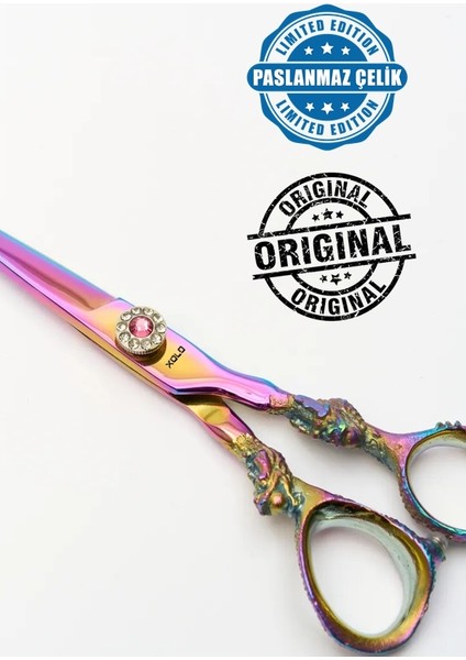 Rainbow XLQ502A Profesyonel Düz Makas 17 cm Paslanmaz Çelik Işlemeli Tasarım indirimleri