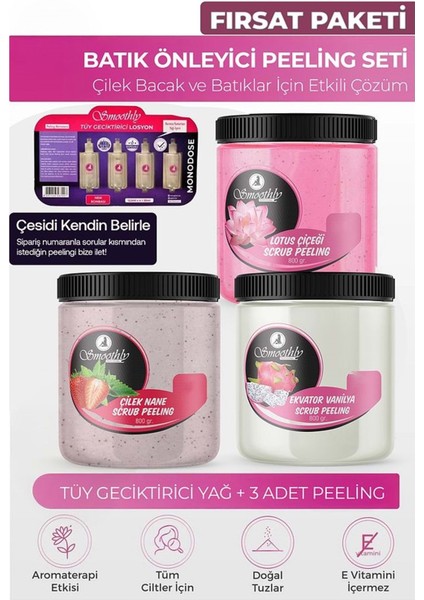 Peeling Fırsat Seti 800GR x 3 Adet Batık Için Peeling + Tüy Karınca Yumurtası Yağı