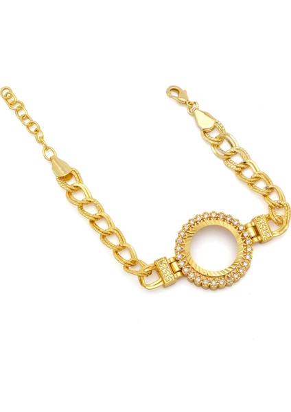 Altın Kaplama İmitasyon İşlemeli Figaro Model Çeyrek Çerçeve Bileklik BLK-1161