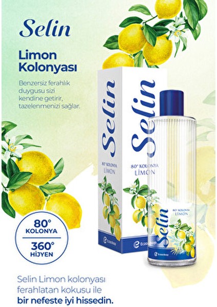 Limon Kolonyası 80 Derece Limon Aromalı 900 ml ve 200 ml Hediyelik Dökme