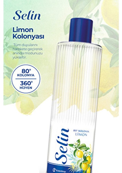 Limon Kolonyası 80 Derece Limon Aromalı 900 ml ve 200 ml Hediyelik Dökme