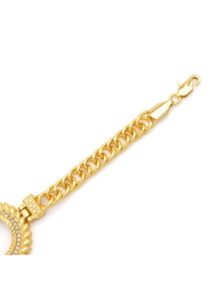 Altın Kaplama İmitasyon Zirkon Taşlı Arpa Modeli Çeyrek Çerçeve Bileklik BLK-1162 fırsatları