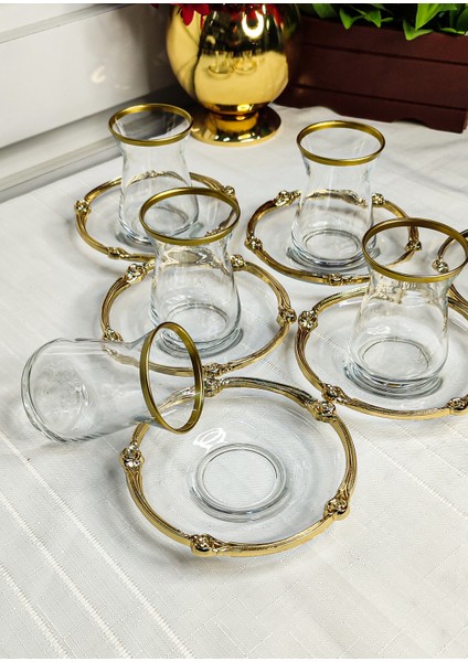 Seçkinev Gülizar 12 Parça Çay Takımı (Altın,gümüş,sarı) modelleri