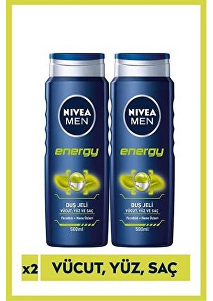Men Energy Duş Jeli 3'ü 1 Arada Ferahlatıcı 500 ml x2 Erkekler İçin fiyatları