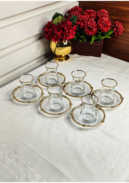 Seçkinev Gülizar 12 Parça Çay Takımı (Altın,gümüş,sarı) modelleri