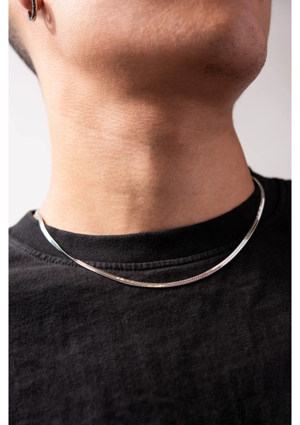 Italyan Yassı Yılan Balık Sırtı Model Paslanmaz Çelik Kolye SCB25K