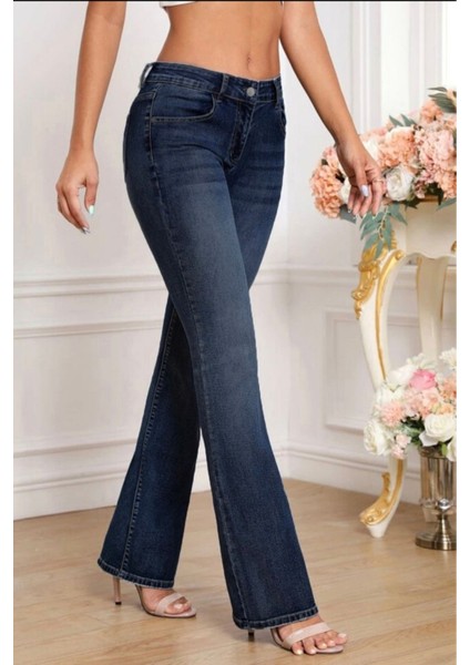 Cedy Denım Kadın 5 Cep Düşük Bel Ispanyol Paça Skinnyfit Esnek Jean Pantolon C619