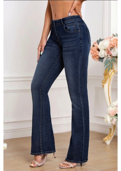 Cedy Denım Kadın 5 Cep Düşük Bel Ispanyol Paça Skinnyfit Esnek Jean Pantolon C619