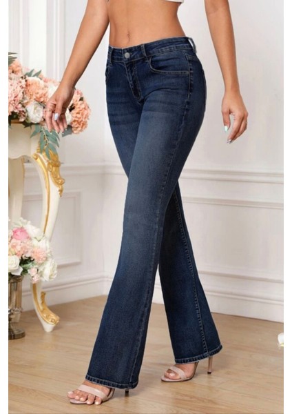 Cedy Denım Kadın 5 Cep Düşük Bel Ispanyol Paça Skinnyfit Esnek Jean Pantolon C619