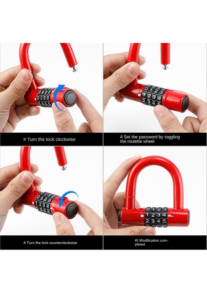Kullanışlı 4 Haneli Kodlu Bisiklet Güvenlik Kilidi U Şeklinde Hırsızlığa Karşı (Yurt Dışından) indirimleri