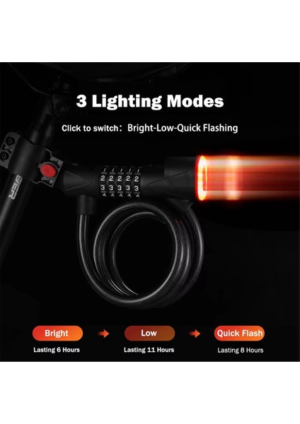 Işıklı Bisiklet Kilidi 5 Haneli Güvenlik Şifreli Bisiklet Kilidi Sarı (Yurt Dışından) fırsatları