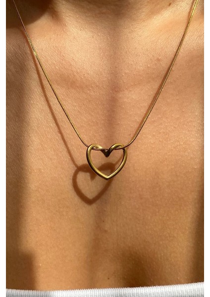 Yılan Zincirli Sarmal Kalp Aşk Düğümü Paslanmaz Çelik Kolye eck56