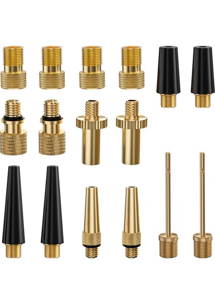 16 Adet Premium Bisiklet Presta Schrader Valf Adaptörü, Top Pompası Iğnesi ve Bisiklet Pompası Adaptörü Dahil (Yurt Dışından)