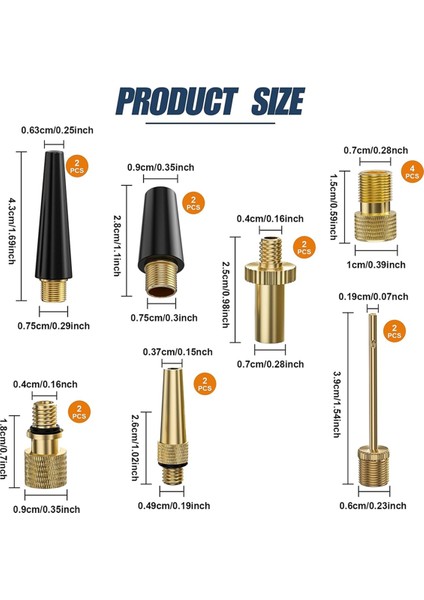 16 Adet Premium Bisiklet Presta Schrader Valf Adaptörü, Top Pompası Iğnesi ve Bisiklet Pompası Adaptörü Dahil (Yurt Dışından) modelleri