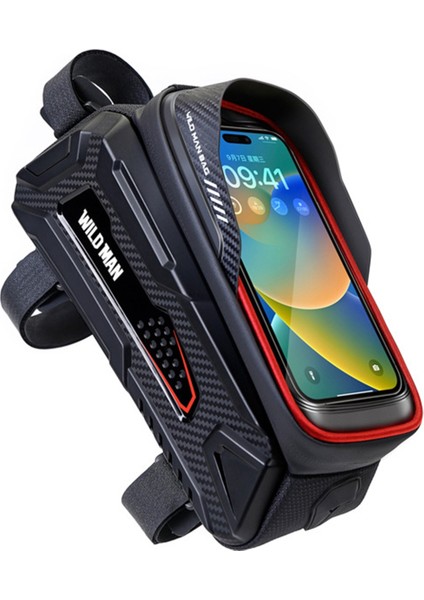 Wıld Man Su Geçirmez Bisiklet Ön Çantası Siyah+Kırmızı (Yurt Dışından)