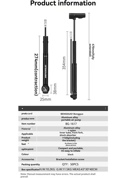 Bengguo 160PSI Bisiklet Pompası ve Göstergeli Bisiklet Lastiği Şişirme Pompası (Yurt Dışından) fiyatları