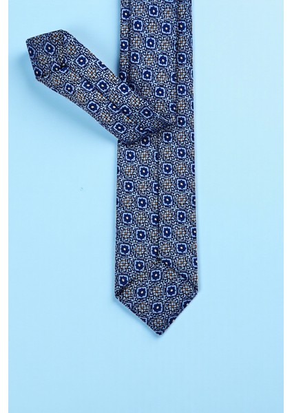 Slim Mozaik Desen Mavi Kravat & Mendil modelleri